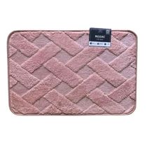 Tapete Conforto Kazzavip Felpa 100% Poliéster Antiderrapante Tijolinho Macio e Alto Relevo 38x58cm Rosa