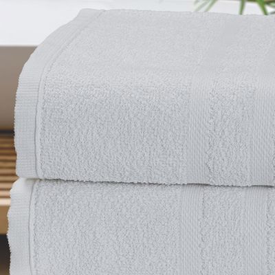 Kit 03 Unidades - Toalha de Rosto KazzaVip Felpuda 100% Algodão Linha Hotel Prata Profissional 44cmx70cm Branco Off White