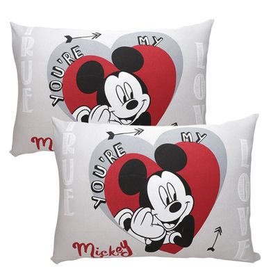 Par de Fronha KazzaVip Malha 100% Algodão Disney Estampa Localizada (2)Mickey 48cmx68cm Branco