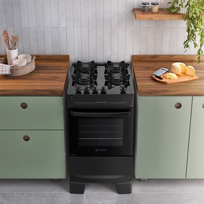 Fogão Atlas Mônaco Top Glass 4 Bocas com Mesa de Vidro e Acendimento Automático Bivolt Preto