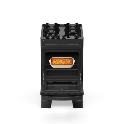 Fogão Atlas Mônaco Top Glass 4 Bocas com Mesa de Vidro e Acendimento Automático Bivolt Preto