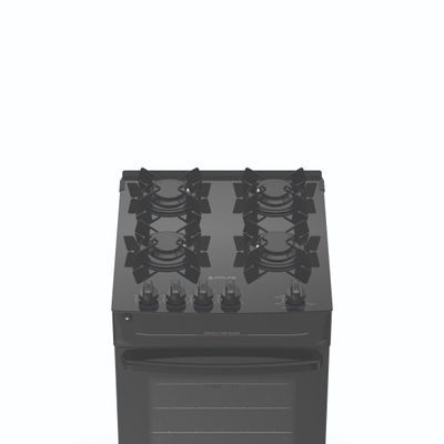 Fogão Atlas Mônaco Top Glass 4 Bocas com Mesa de Vidro e Acendimento Automático Bivolt Preto