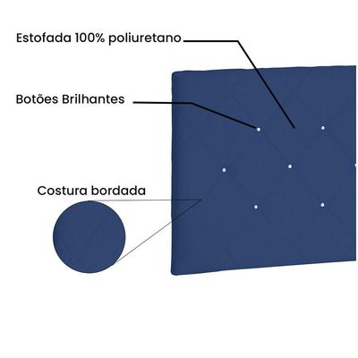 Cabeceira Painel Tânia Queen 160cm Suede Azul Marinho