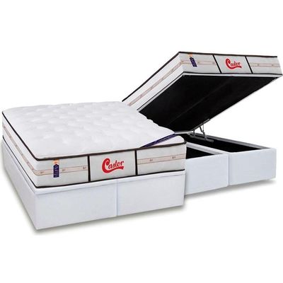 Cama Box Baú CRC King +Colchão Molas Master Pocket Classic Castor 193x203