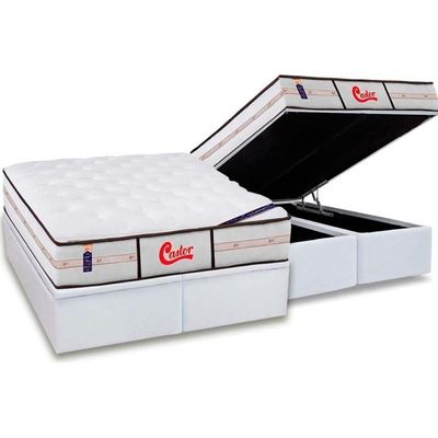 Cama Box Baú CRC King +Colchão Molas Ensacadas Classic Castor 193x203