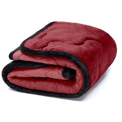 Edredom Plush para Pet Bouton Microfibra Flannel Dupla Face 80cm x 90cm Vermelho