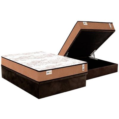 Cama Box Baú CRC Casal +Colchão Molas Ensacadas Classic Plumatex 138