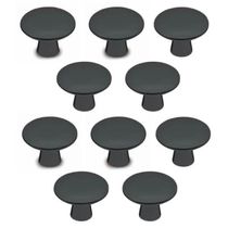 Jogo 10 Puxadores Ponto Cog Preto Industrial Zamac Redondos 4cm Portas Gavetas Móveis Armários