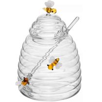 Açucareiro de Vidro 500ml Colher Tampa Porta Açúcar de Mesa Lovely Bee Decorado Lyor