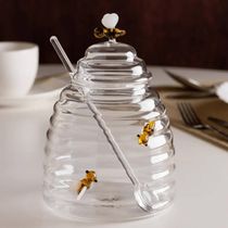Açucareiro de Vidro 500ml Colher Tampa Porta Açúcar de Mesa Lovely Bee Decorado Lyor