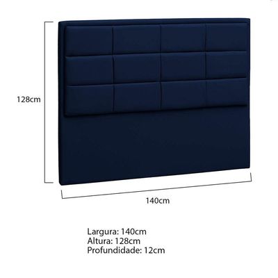 Cabeceira Casal P04 140 Cm Suede Azul Marinho Tca 948