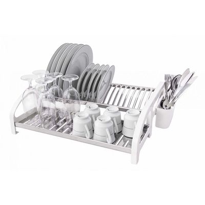 Escorredor 20 Pratos Aço Inox Tipo Cama Branco Domum