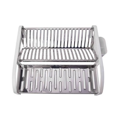 Escorredor 20 Pratos Aço Inox Tipo Cama Branco Domum