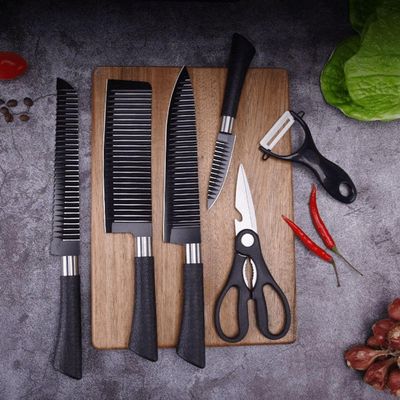 Kit Facas Profissional Antiaderente 6 Pçs Preto Preto