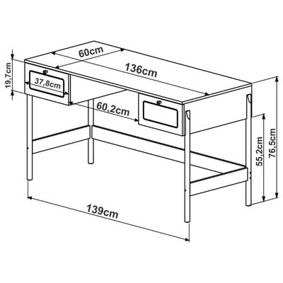 Escrivaninha Retangular Oslo Moderno 2 Gavetas MDF 139CM Amadeirado Hanover