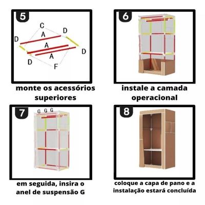 Guarda-roupa Portátil Dobrável com Prateleiras e Cabideiro com Divisões Verticais Vermelho Yeet
