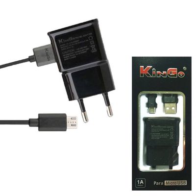Kit Carregador V8 Kingo - Compatível Samsang Galaxy LG Lumia Moto G Preto