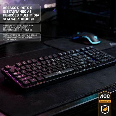 Teclado Gamer RGB com Fio - Preto - AOC