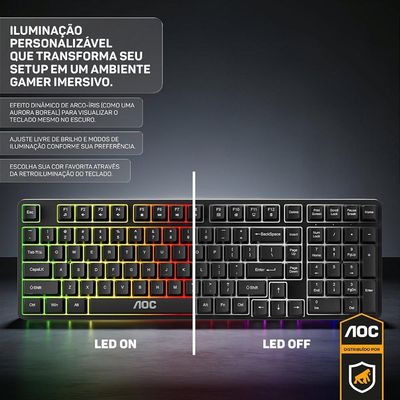 Teclado Gamer RGB com Fio - Preto - AOC