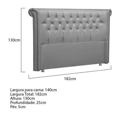 Cabeceira Casal Brescia P04 140 Cm Suede Cinza Tca 940