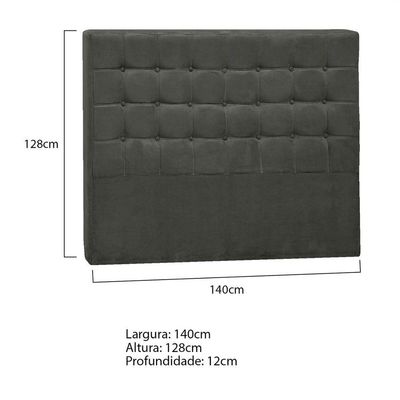 Cabeceira Casal Pequim P04 140 Cm Suede Cinza Escuro Tca 958