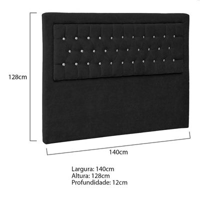 Cabeceira Casal Iasi P04 140 Cm Suede Preto Tca 944