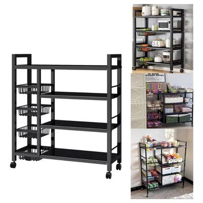 Organizador Multiuso Inox Carrinho Suporte De Chao 4 Prateleiras
