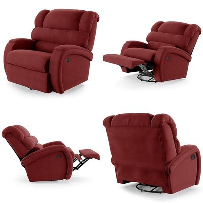 Poltrona Do Papai Reclinável Kalie Glider Giratória Usb Fh9 Veludo Vermelho - Mpozenato