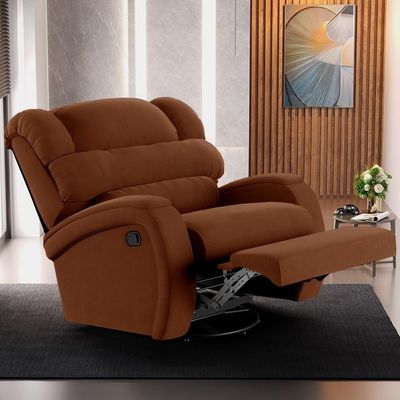 Poltrona Do Papai Reclinável Kalie Glider Giratória Massagem Fh9 Veludo Terracota - Mpozenato