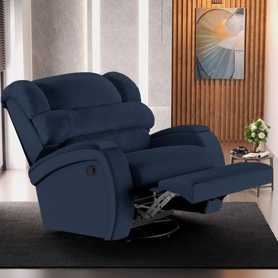 Poltrona Do Papai Reclinável Kalie Glider Giratória Fh9 Pu Azul - Mpozenato