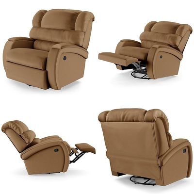Poltrona Do Papai Reclinável Kalie Glider Giratória Usb Fh9 Pu Caramelo - Mpozenato