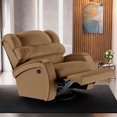 Poltrona Do Papai Reclinável Kalie Glider Giratória Usb Fh9 Pu Caramelo - Mpozenato