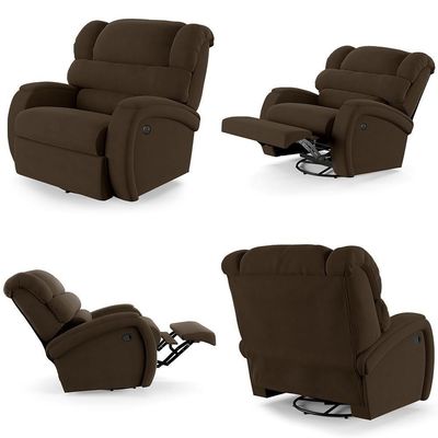 Poltrona Do Papai Reclinável Kalie Glider Giratória Massagem Fh9 Veludo Marrom - Mpozenato