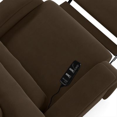 Poltrona Do Papai Reclinável Kalie Glider Giratória Massagem Fh9 Veludo Marrom - Mpozenato