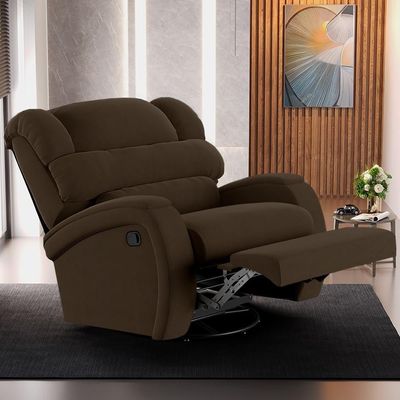 Poltrona Do Papai Reclinável Kalie Glider Giratória Massagem Fh9 Veludo Marrom - Mpozenato