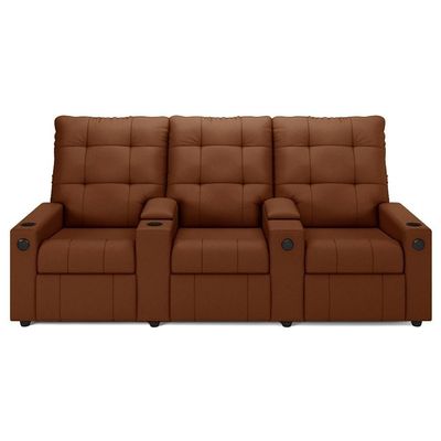 Poltrona De Cinema Reclinável 3 Lugares Baú Usb Mallie Fh9 Veludo Terracota - Mpozenato