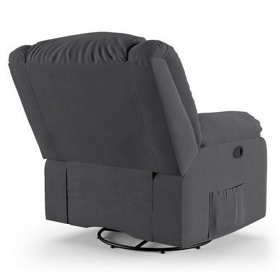 Poltrona Do Papai Reclinável Pietra Glider Giratória Massagem Fh9 Veludo Cinza - Mpozenato