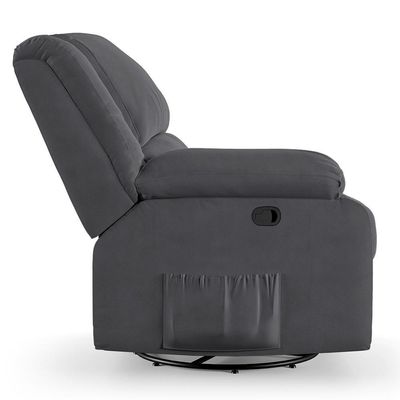 Poltrona Do Papai Reclinável Pietra Glider Giratória Massagem Fh9 Veludo Cinza - Mpozenato