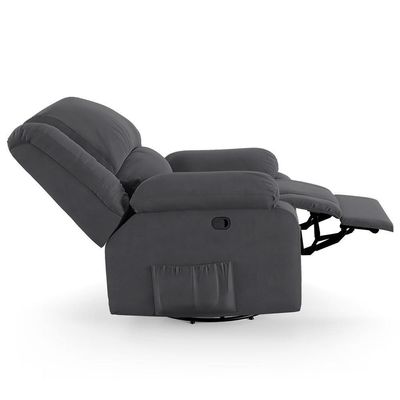 Poltrona Do Papai Reclinável Pietra Glider Giratória Massagem Fh9 Veludo Cinza - Mpozenato