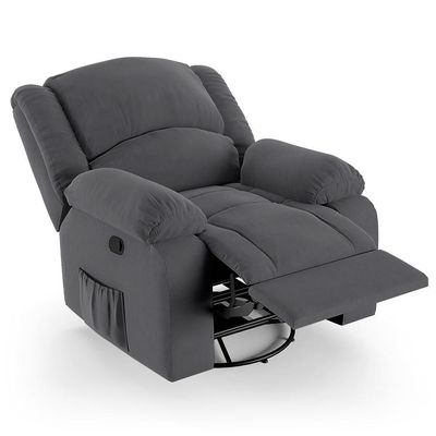 Poltrona Do Papai Reclinável Pietra Glider Giratória Massagem Fh9 Veludo Cinza - Mpozenato