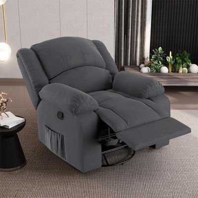 Poltrona Do Papai Reclinável Pietra Glider Giratória Massagem Fh9 Veludo Cinza - Mpozenato