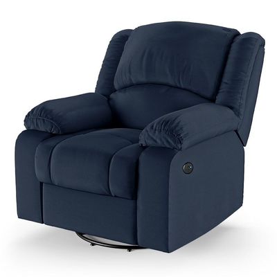 Poltrona Do Papai Reclinável Pietra Glider Giratória Massagem Fh9 Pu Azul - Mpozenato