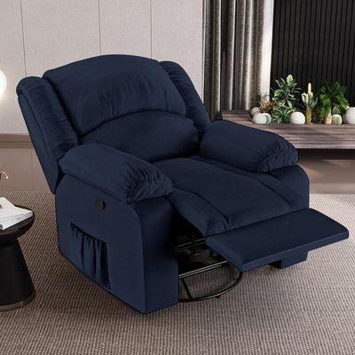 Poltrona Do Papai Reclinável Pietra Glider Giratória Massagem Fh9 Pu Azul - Mpozenato