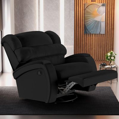 Poltrona Do Papai Reclinável Kalie Glider Giratória Fh9 Pu Preto - Mpozenato