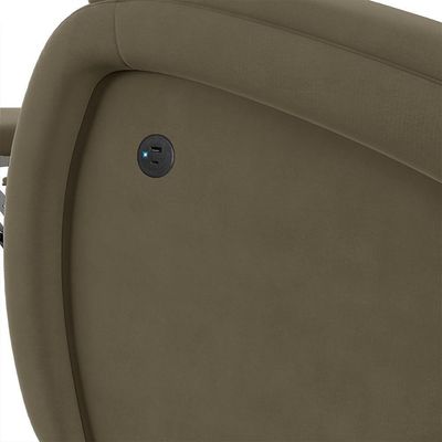 Poltrona Do Papai Reclinável Kalie Power Elétrica Usb Fh9 Veludo Capuccino - Mpozenato