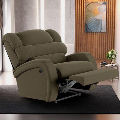 Poltrona Do Papai Reclinável Kalie Power Elétrica Usb Fh9 Veludo Capuccino - Mpozenato