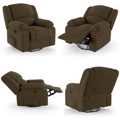 Poltrona Do Papai Reclinável Pietra Glider Giratória Usb Fh9 Veludo Capuccino - Mpozenato
