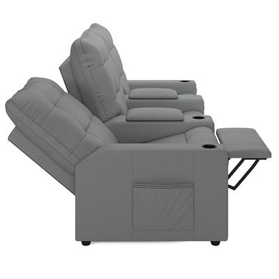 Poltrona De Cinema Reclinável 3 Lugares Baú Usb Mallie Fh9 Pu Cinza - Mpozenato