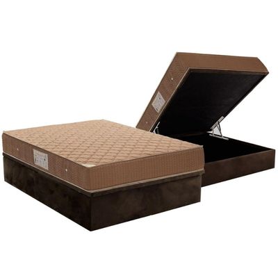 Cama Box Baú CRC Casal +Colchão Molas Bonnel Orthotel Ortobom 138