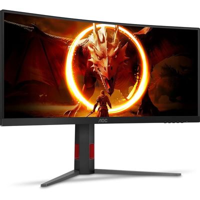 Monitor Gamer Curvo 34" LED AOC AGON U34G4C/57 Ultrawide QHD 180Hz 0,5ms Preto e Cinza